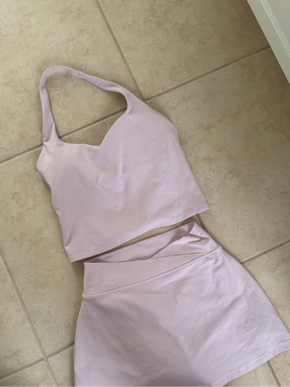White Fox Boutique Light Lavender Halter Crop Top & Skirt Set
